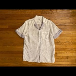 3 for $45: Club Monaco White & Blue Linen Short Sleeve Button Up Shirt